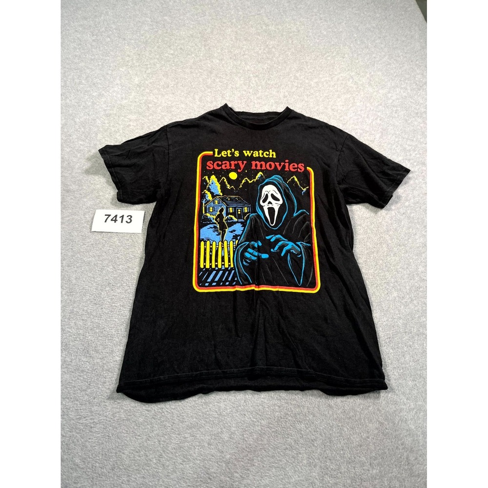 GhostFace T Shirt Mens Medium Black Scream Movie Horror Graphic Cotton Crew Neck